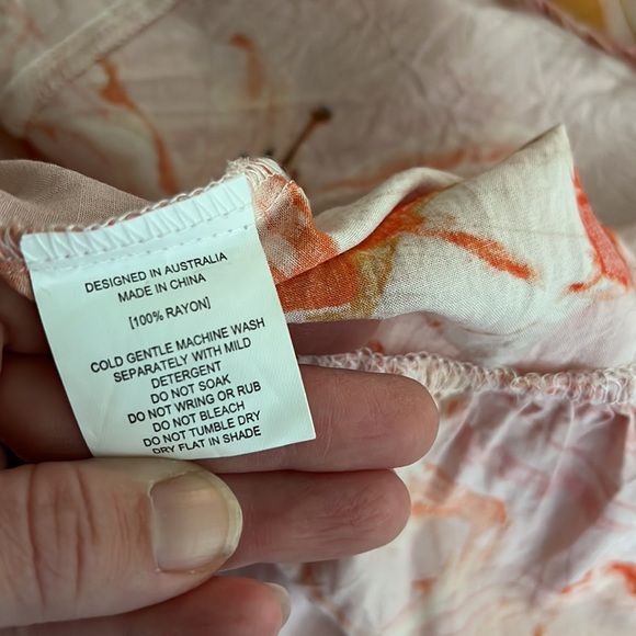 Anthropologie Abel The Label Flower Bomb Dress Flutter Sleeve orange/pink - Picture 16 of 16